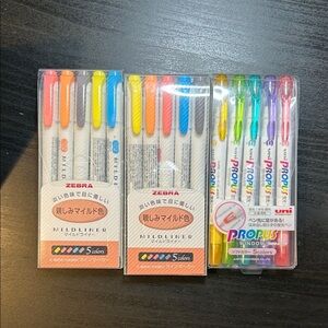 Zebra Mildliner and Uni Propus Highlighter Set - Multicolor